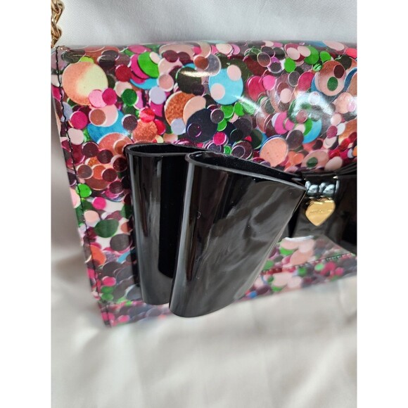 NWT Betsey Johnson Crossbody Rainbow Xodanie Handbag Purse Patent Leather Bow - Picture 3 of 14